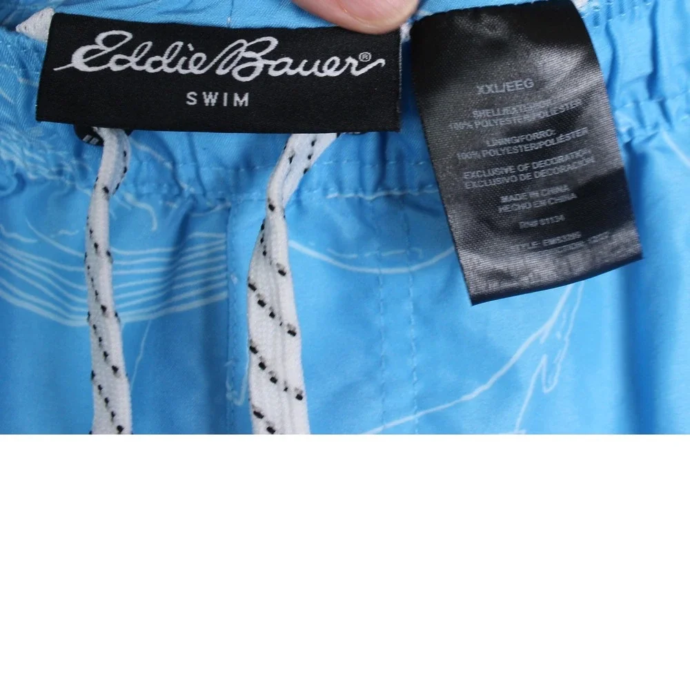 Eddie Bauer 2XL Mens Whale SPF 50+  Blue Volley‎ Swim Trunk